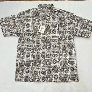 Summa Linen Woven Button Front Short Sleeve Shirt NWT